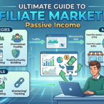Affiliate marketing concept showing commission models, CPA strategy, and passive income