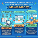 Blogger working on authority blog content strategy